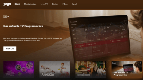 Startseite von Joyn